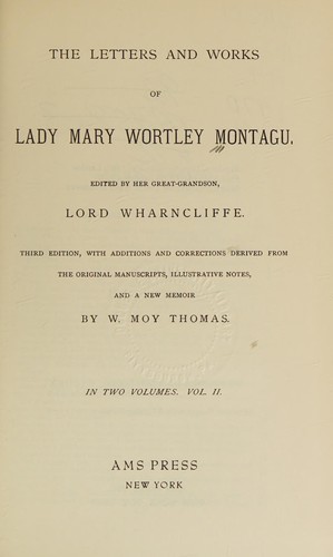 Cover for The letters and works of Lady Mary Wortley Montagu.