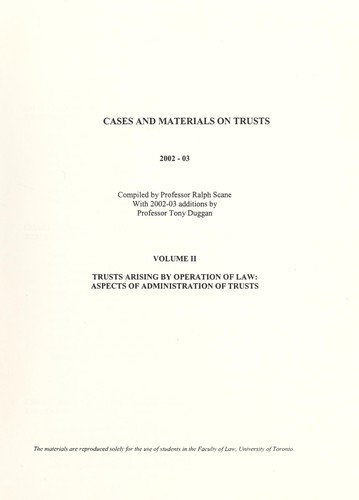Cover for Cases and materials on trusts