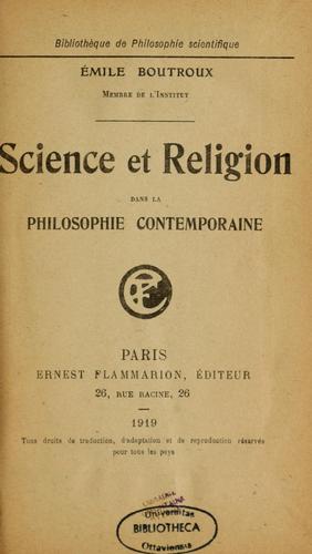 Cover for Science et religion dans la philosophie contemporaine