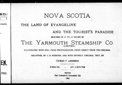 Cover for Nova Scotia, the land of Evangeline and the tourist's paradise