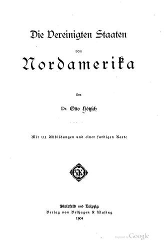 Cover for Die Vereinigten Staaten von Nordamerika