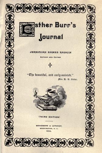 Cover for Esther Burr's journal