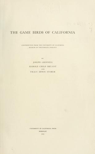 Cover for The game birds of California ...