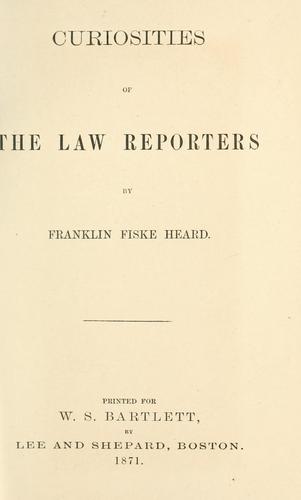 Cover for Curiosities of the law reporters