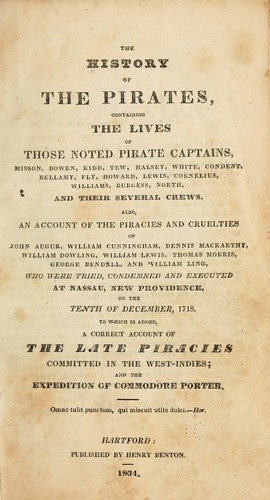 Cover for The History of the pirates, containing the lives of those noted pirate captains, Misson, Bowen, Kidd, Tew, Halsey, White, Condent, Bellamy ...