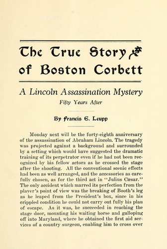 Cover for The true story of Boston Corbett