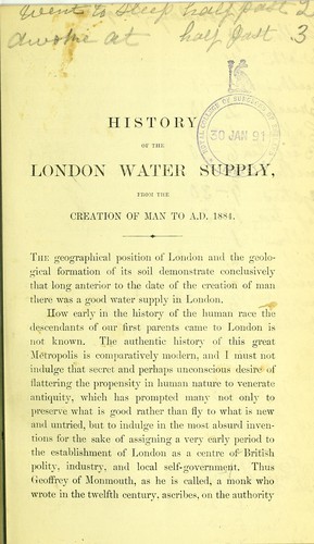 Cover for History of the London water supply