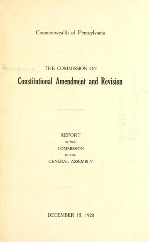 Cover for Report of the commission to the general assembly