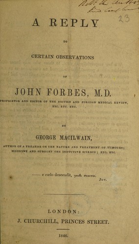 Cover for A reply to certain observations of John Forbes, M.D