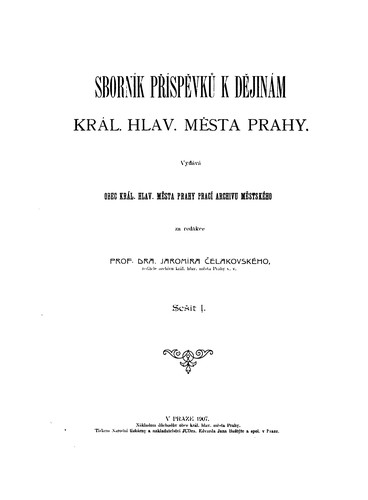 Cover for Sborník příspěvků k dějinám Král. hlav. města Prahy.