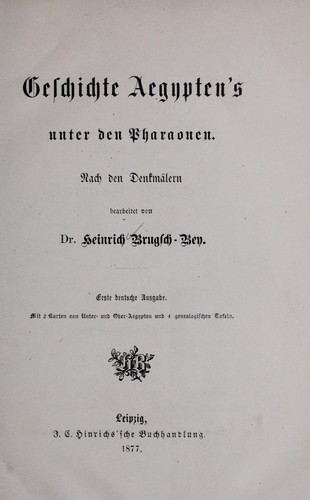 Cover for Geschichte Aegypten's unter den Pharaonen