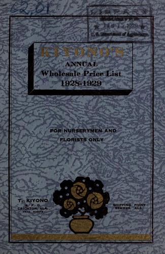 Cover for 1928-1929 annual wholesale price list from T. Kiyono