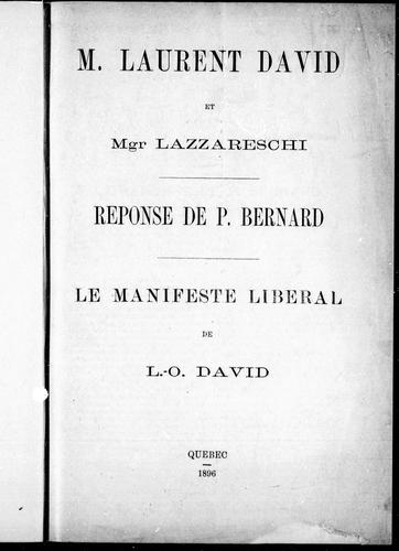 Cover for M. Laurent David et Mgr Lazzareschi