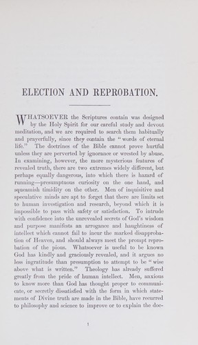 Cover for Election and reprobation.