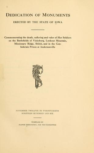 Cover for Dedication of monuments erected by the state of Iowa