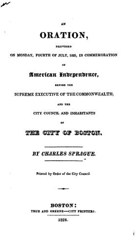 Cover for An oration, delivered on Monday, Fourth of July, 1825