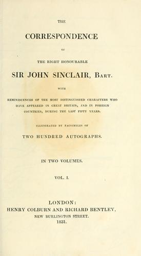 Cover for The correspondence of the Right Honourable Sir John Sinclair
