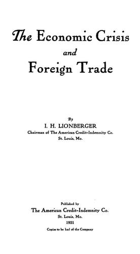 Cover for The economic crisis and foreign trade