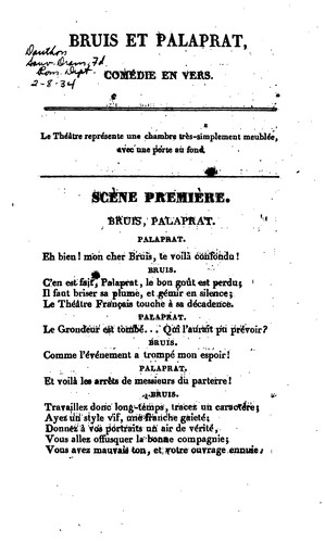 Cover for Bruis et Palaprat, comédie en un acte et en vers ...