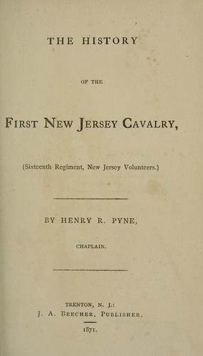 Cover for The history of the First New Jersey Cavalry
