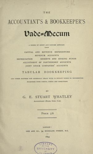 Cover for The accountant's & bookkeeper's vade mecum...