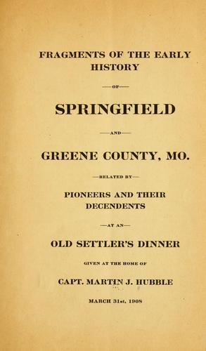 Cover for Fragments of the early history of Springfield and Green County