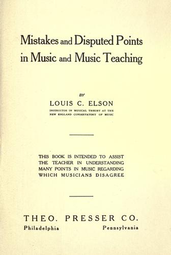 Cover for Mistakes and disputed points in music and music teaching