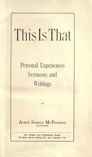 Cover for This is that
