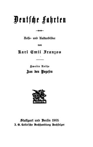 Cover for Deutsche Fahrten: Reise- und Kulturbilder
