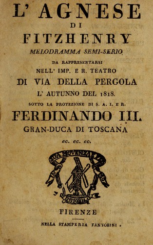 Cover for L'Agnese di Fitzhenry