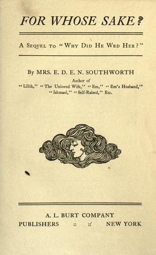 Cover for For whose sake?