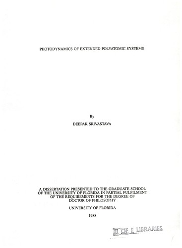 Cover for Photodynamics of extended polyatomic systems