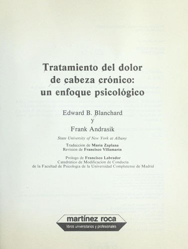 Cover for Tratamiento del dolor de cabeza cro nico