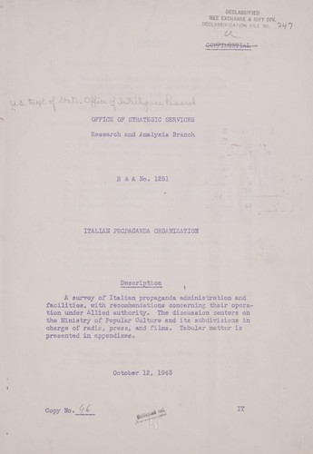 Cover for Italian propaganda organization