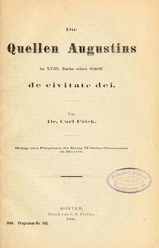 Cover for Die quellen Augustins im xviii