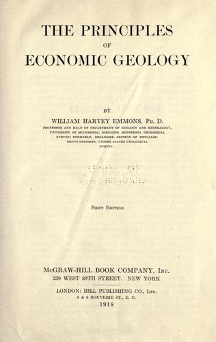 Cover for The principles of economic geology