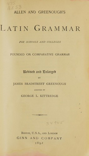 Cover for Allen and Greenough's Latin grammar