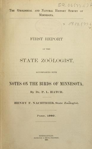 Cover for First report of the state zoist