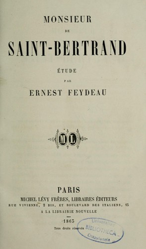 Cover for Monsieur de Saint-Bertrand