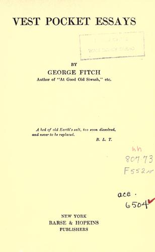 Cover for Vest pocket essays