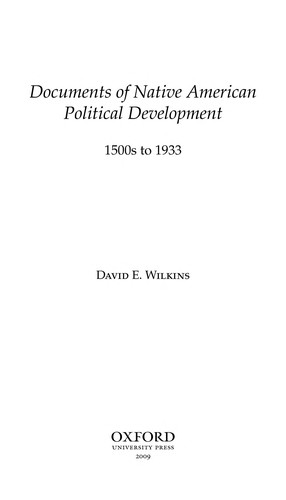 Cover for Documents of Native American political development