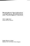 Cover for Hemispheric specialization and psychological function