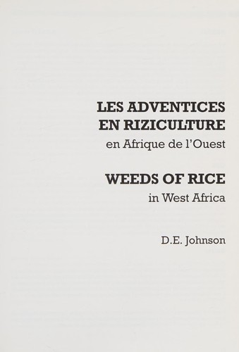Cover for Les adventices en riziculture en Afrique de l'Ouest =