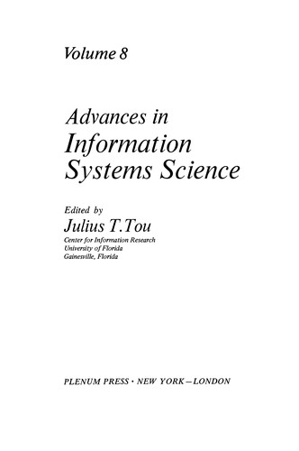 Cover for Advances in Information Systems Science