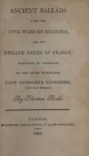 Cover for Ancient ballads from the civil wars of Granada, and the twelve peers of France
