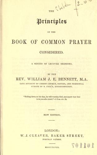 Cover for The principles of the Book of Common Prayer considered