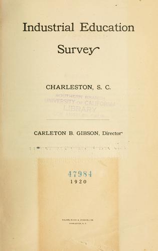Cover for Industrial education survey, Charleston, S.C.