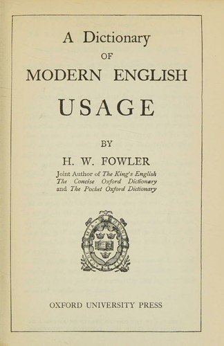 Cover for A Dictionary of Modern English Usage 