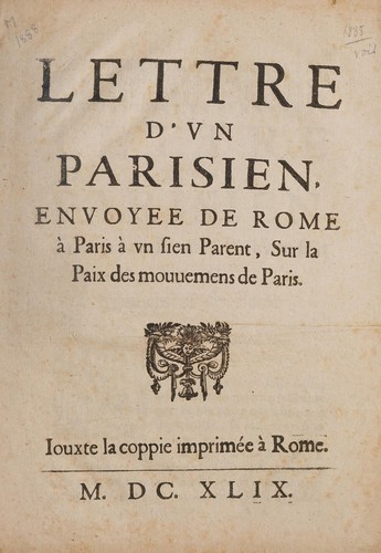 Cover for Lettre d'vn parisien