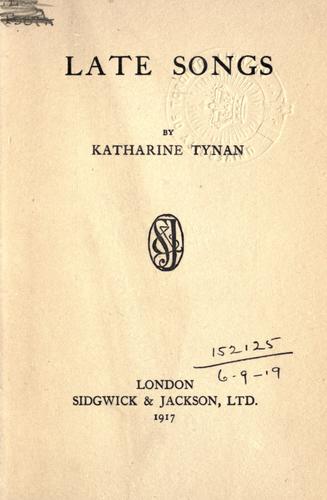 Cover for Late songs.